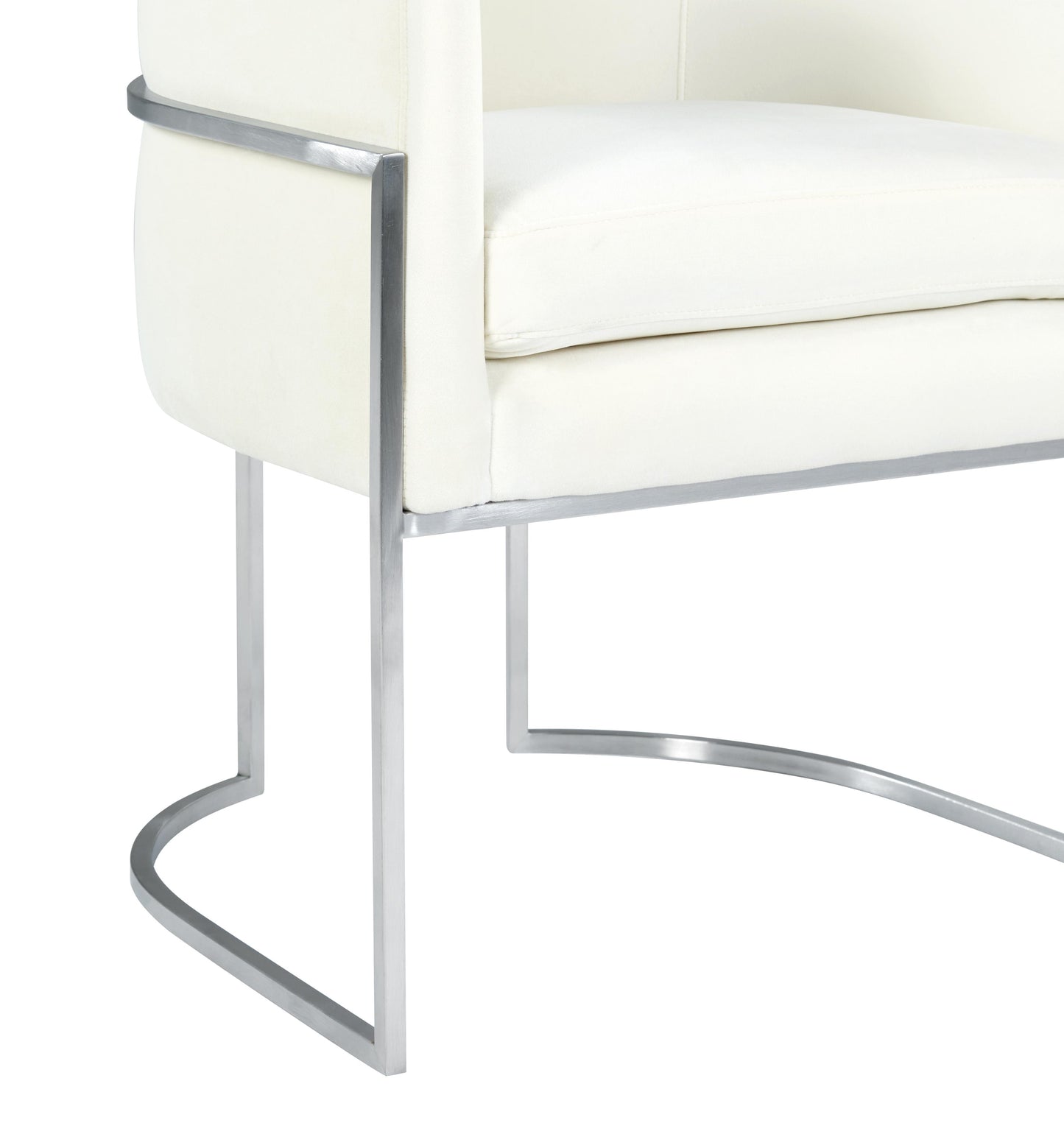 hudson cream velvet dining chair silver leg