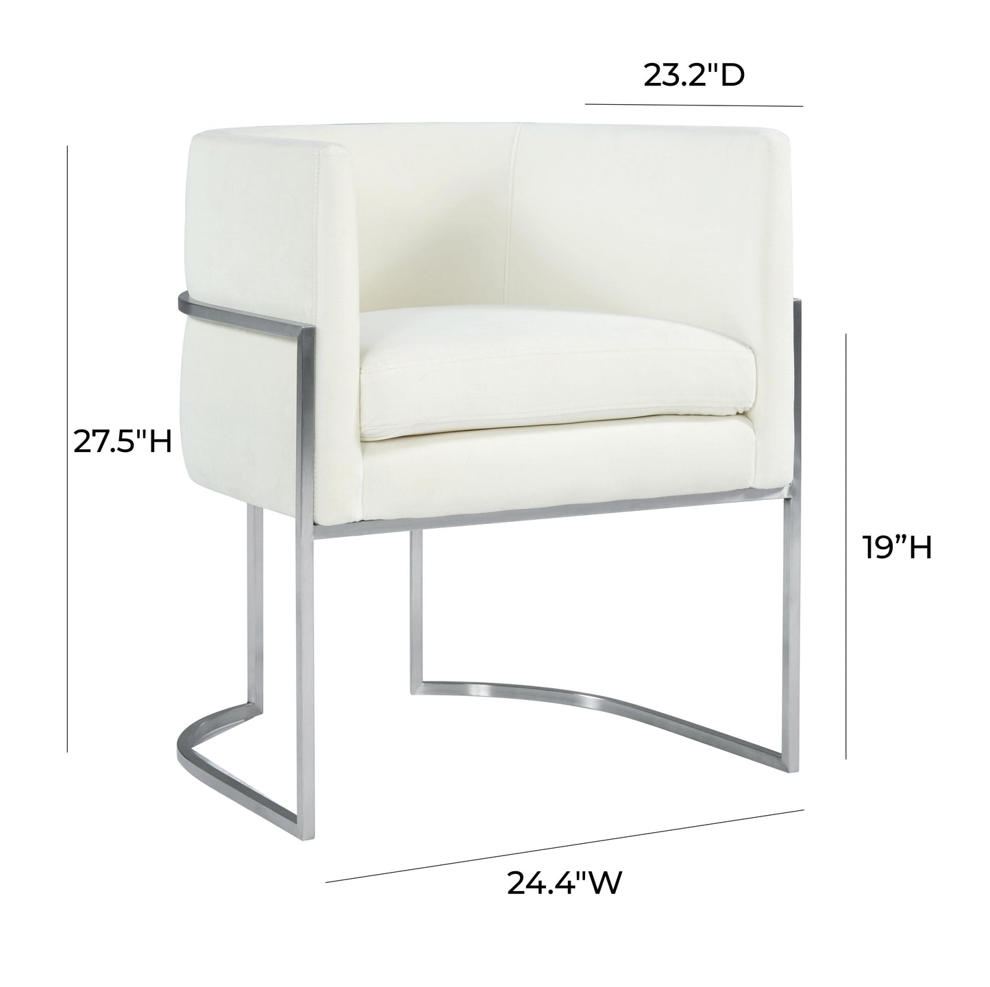 hudson cream velvet dining chair silver leg