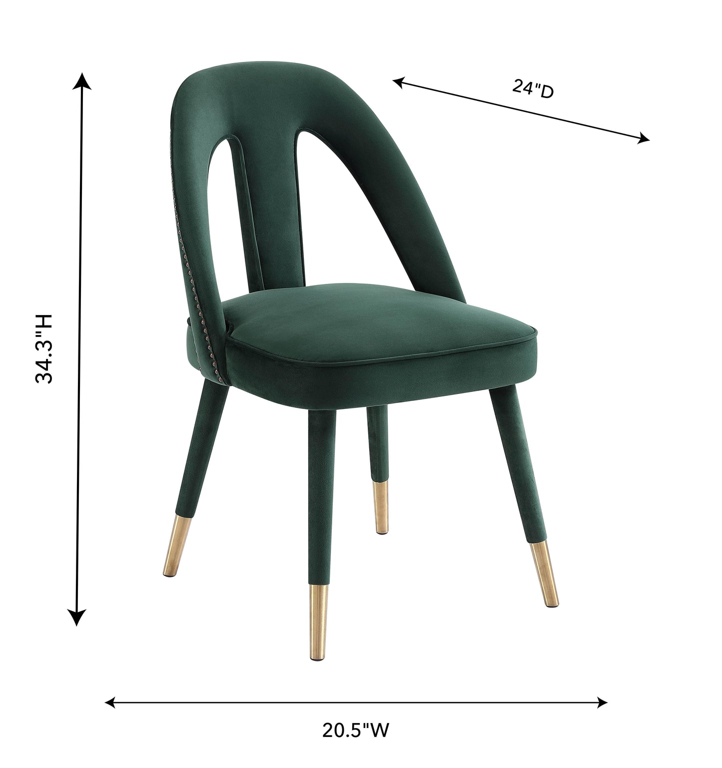 bleeker forest green velvet side chair