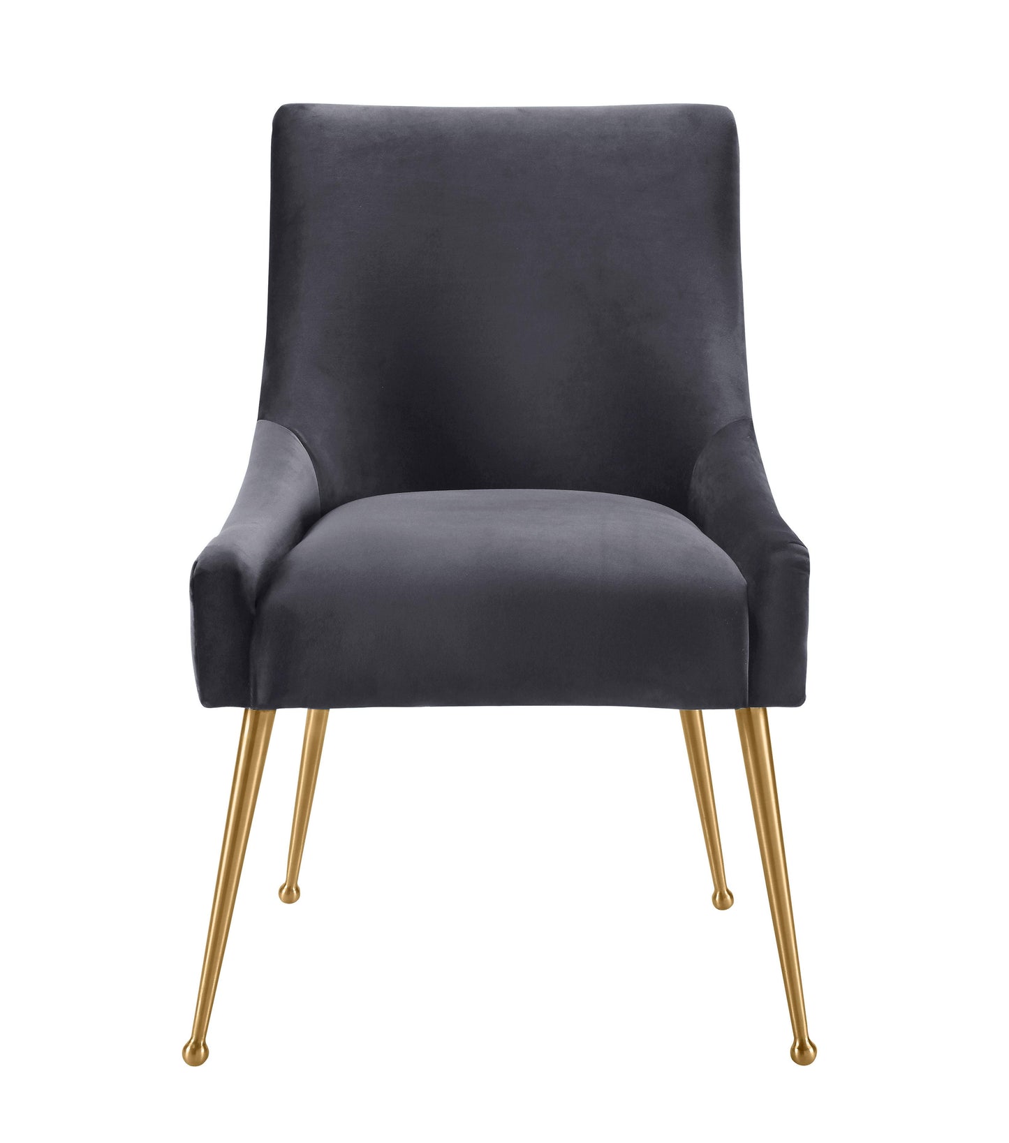 lyrical pleated grey velvet side chair