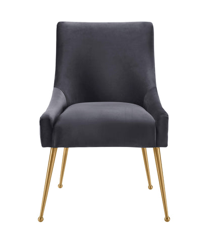 Lyrical Pleated Grey Velvet Side Chair