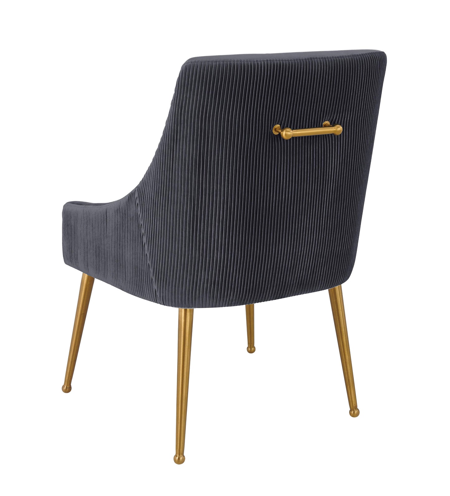 lyrical pleated grey velvet side chair