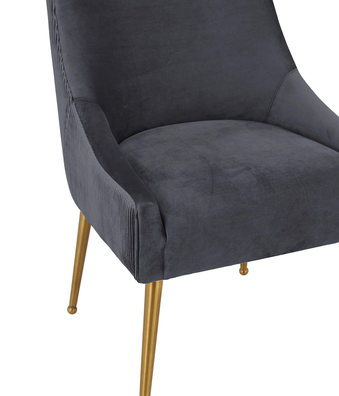 lyrical pleated grey velvet side chair