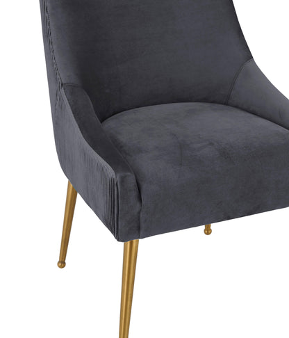 Lyrical Pleated Grey Velvet Side Chair