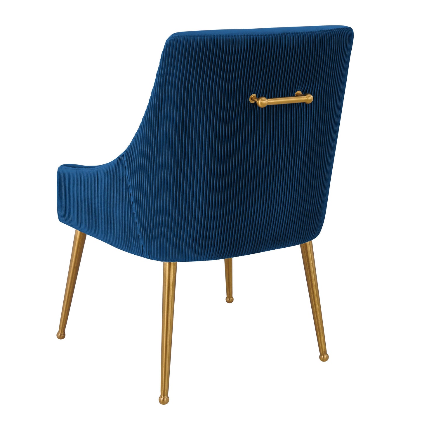 lyrical pleated navy velvet side chair