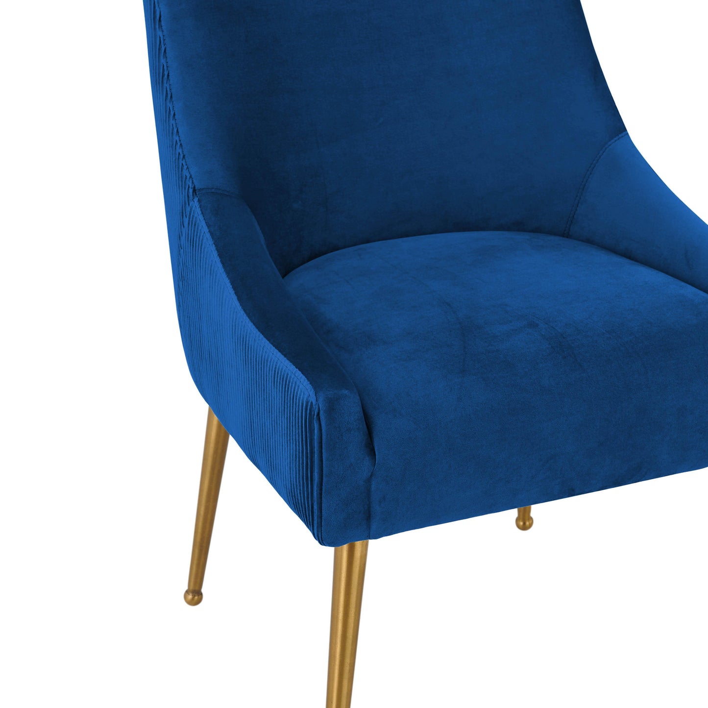 lyrical pleated navy velvet side chair