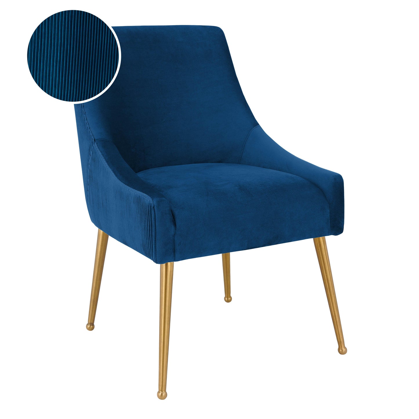 lyrical pleated navy velvet side chair