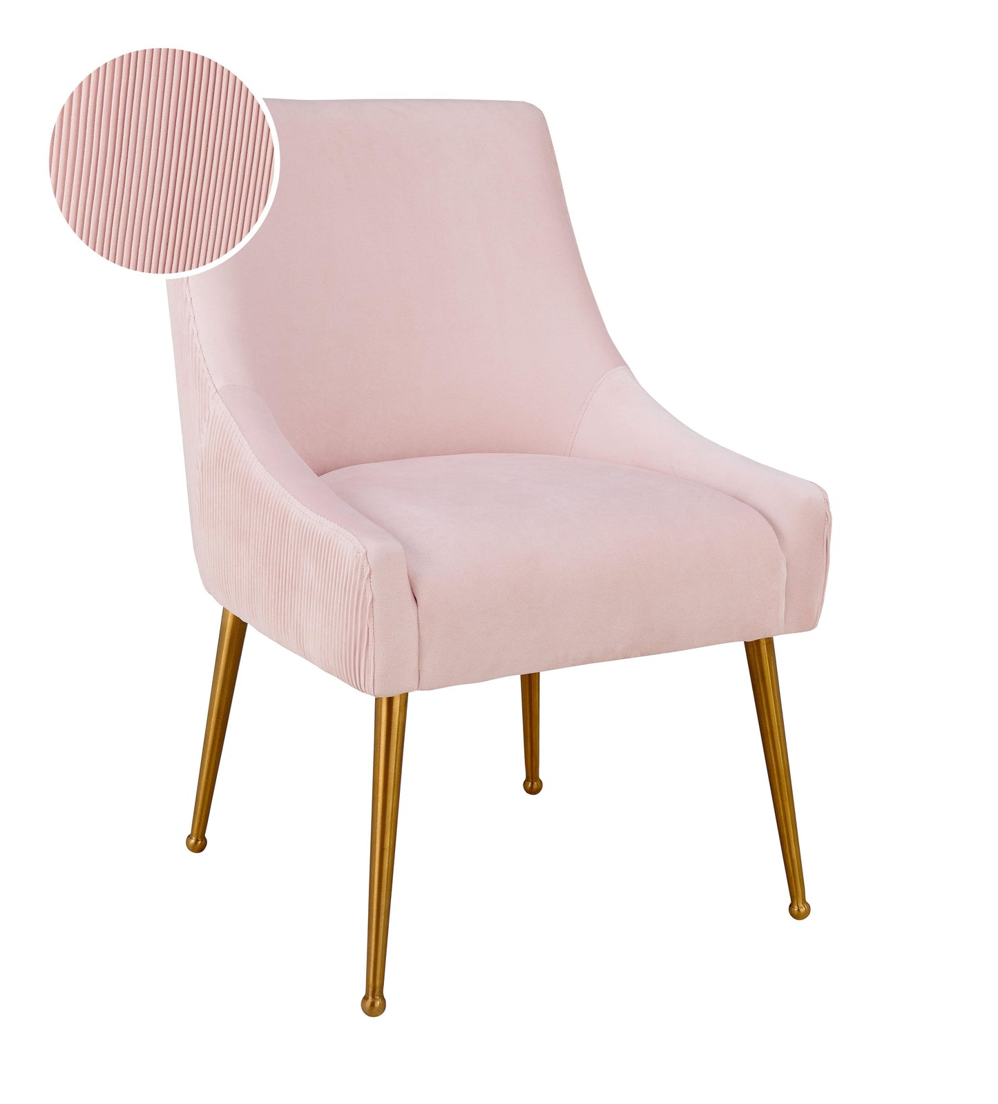 lyrical pleated blush velvet side chair