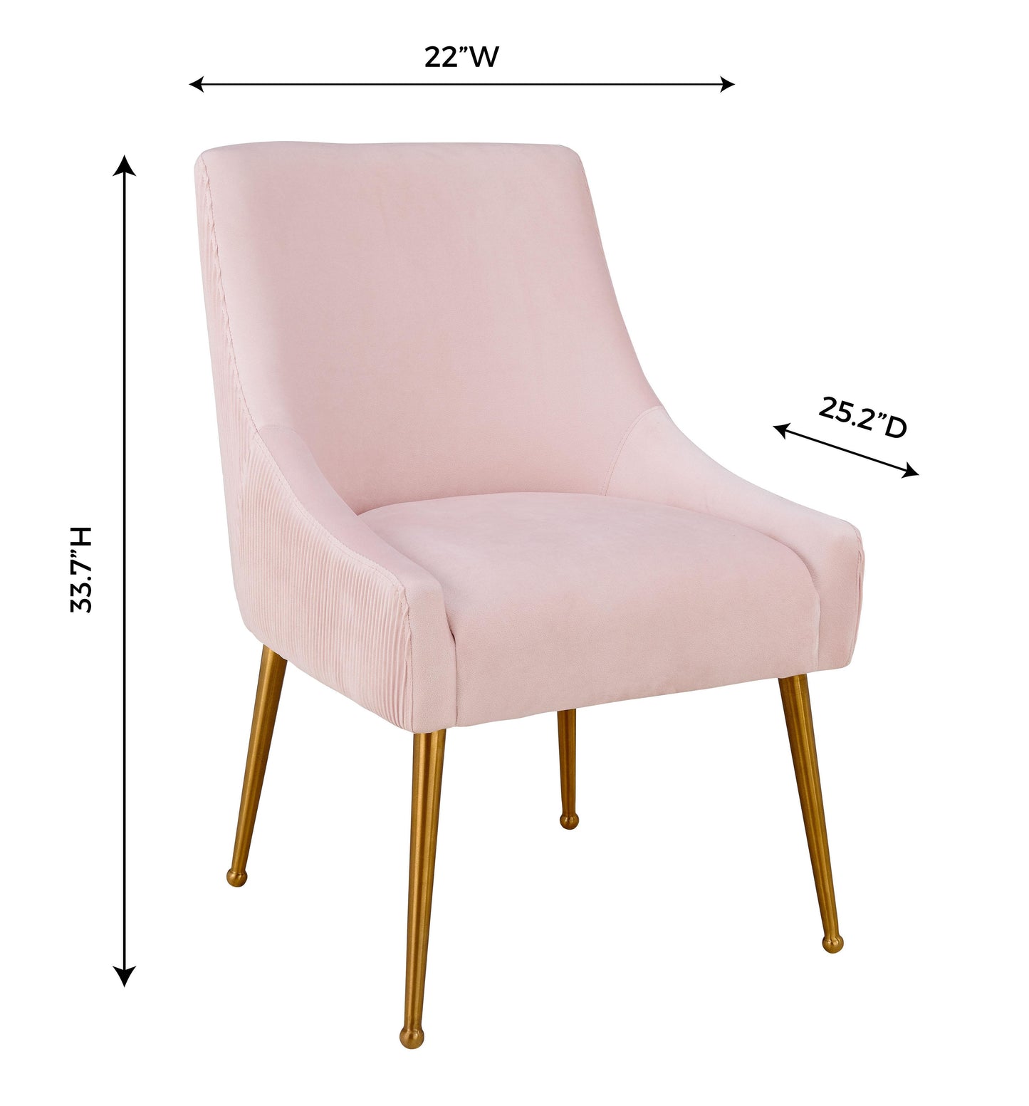 lyrical pleated blush velvet side chair