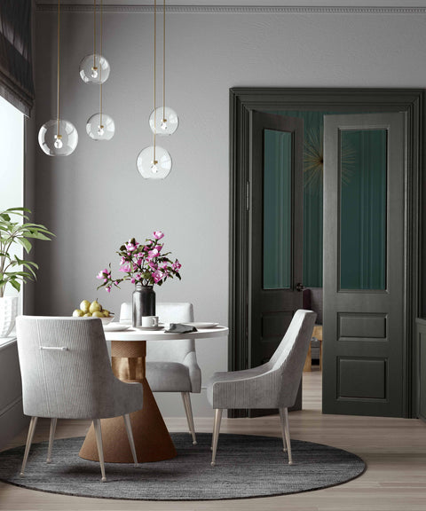 Solene Beaumont Pleated Light Grey Performance Velvet Dining Chair - Silver Legs - image 2
