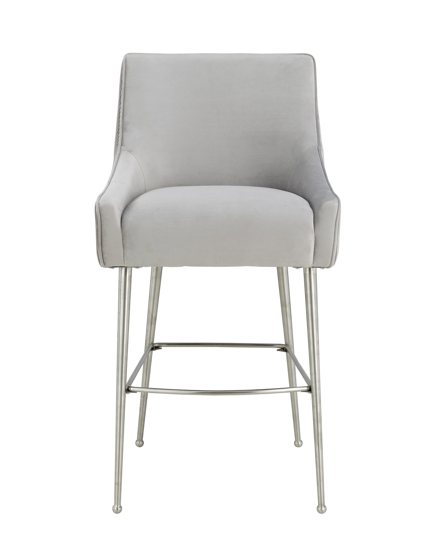 lyrical pleated light grey velvet counter stool