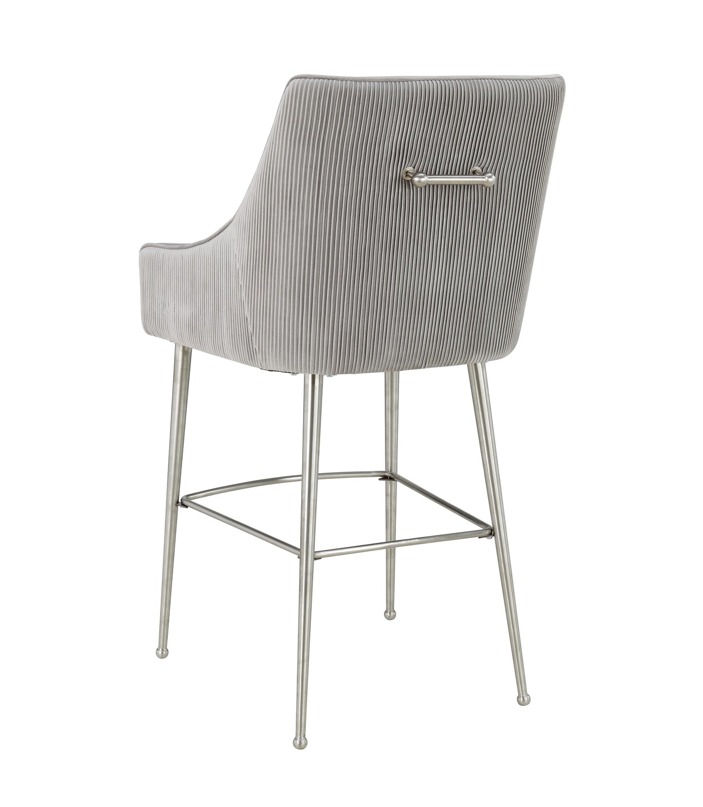 lyrical pleated light grey velvet counter stool