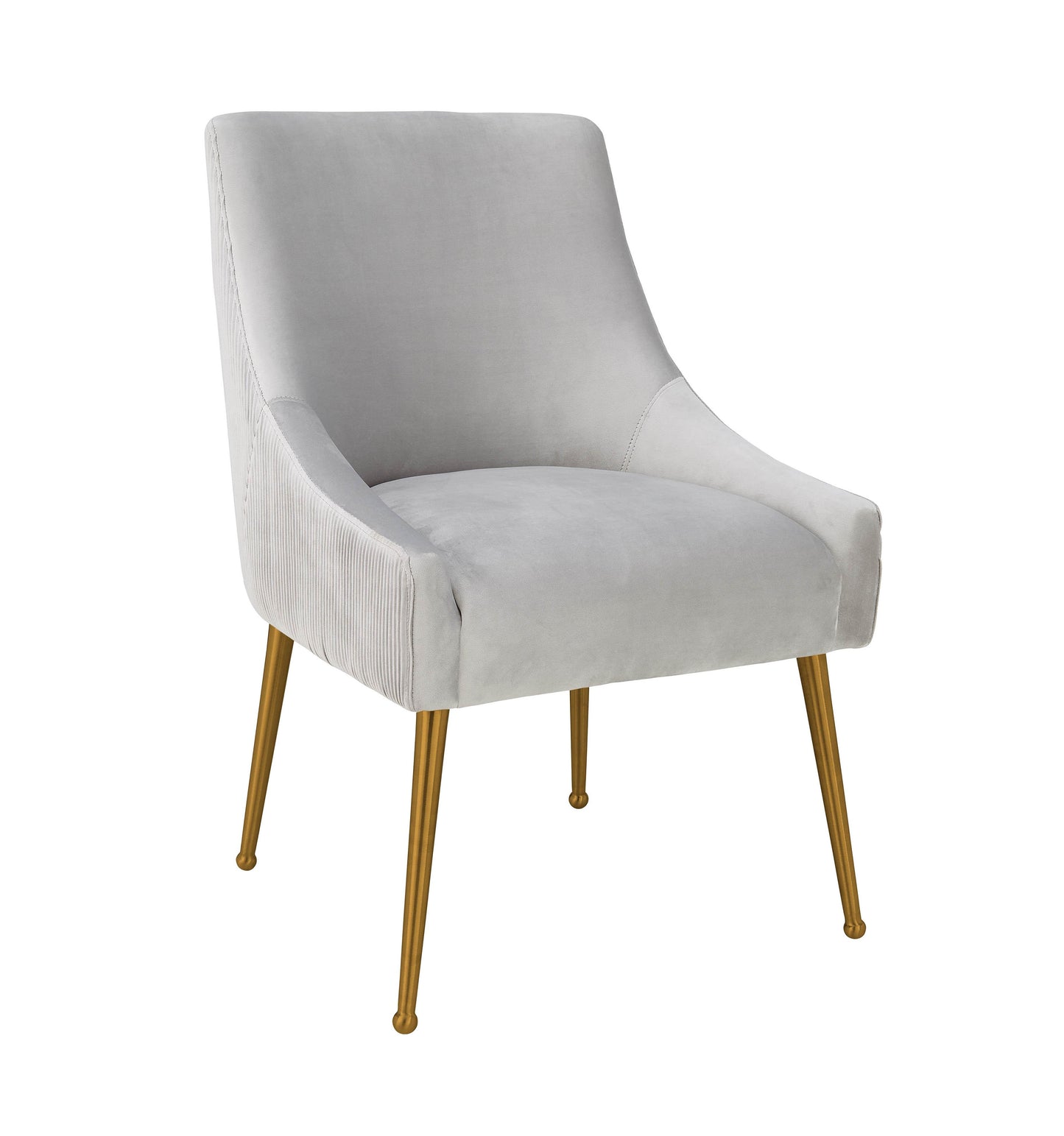 lyrical pleated light grey velvet side chair