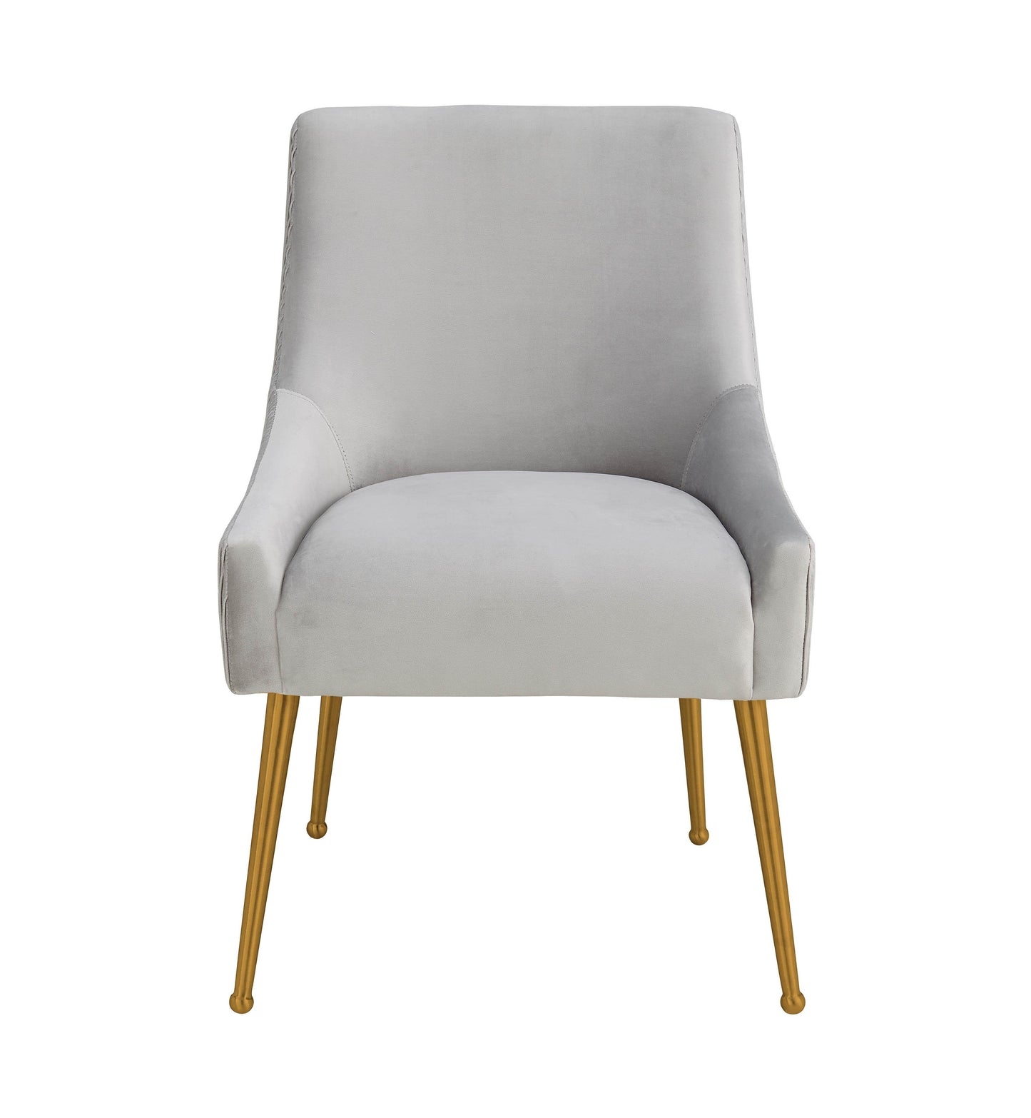 lyrical pleated light grey velvet side chair