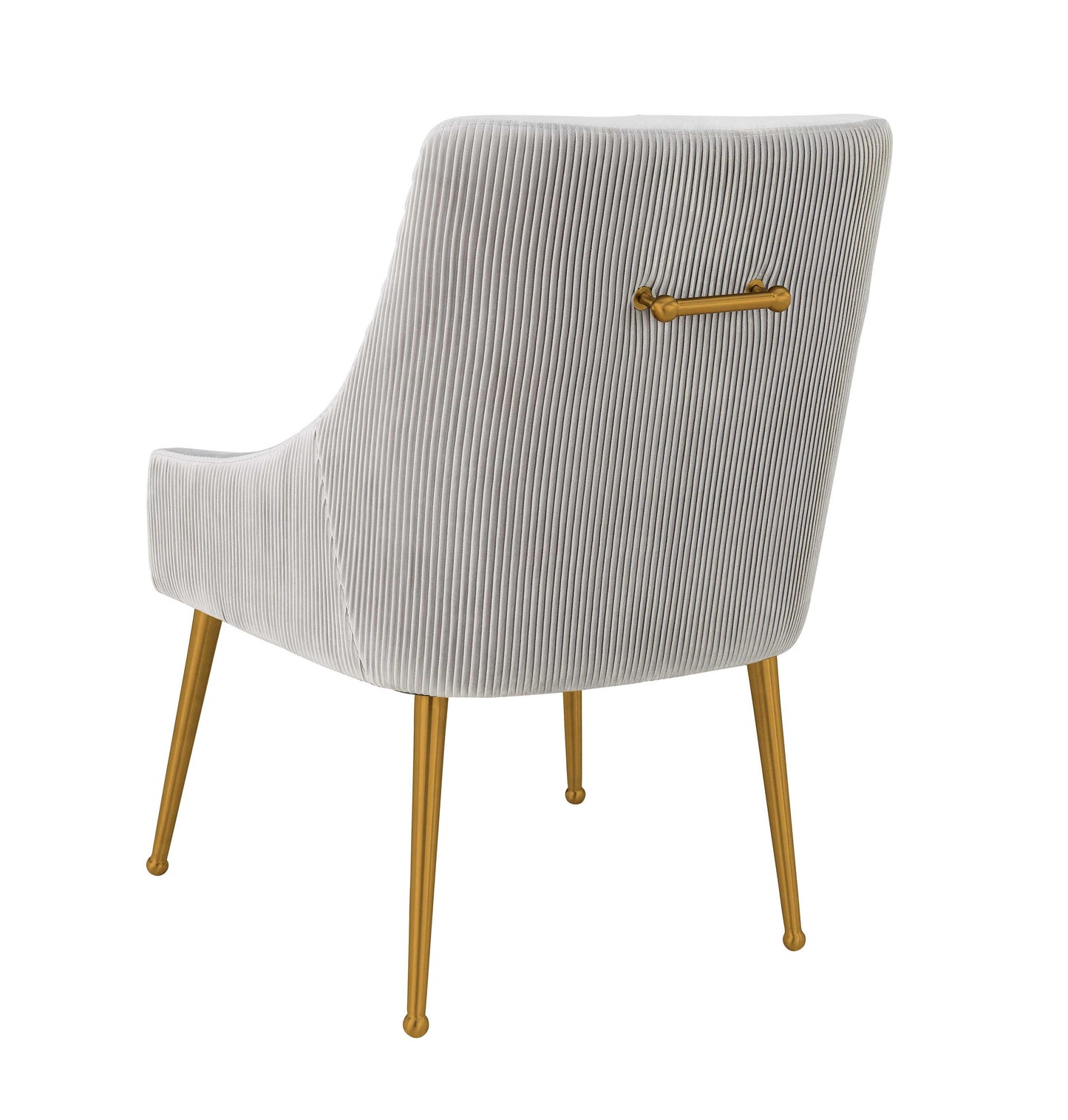 lyrical pleated light grey velvet side chair