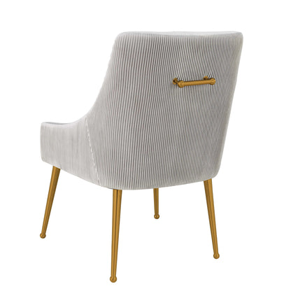 Lyrical Pleated Light Grey Velvet Side Chair