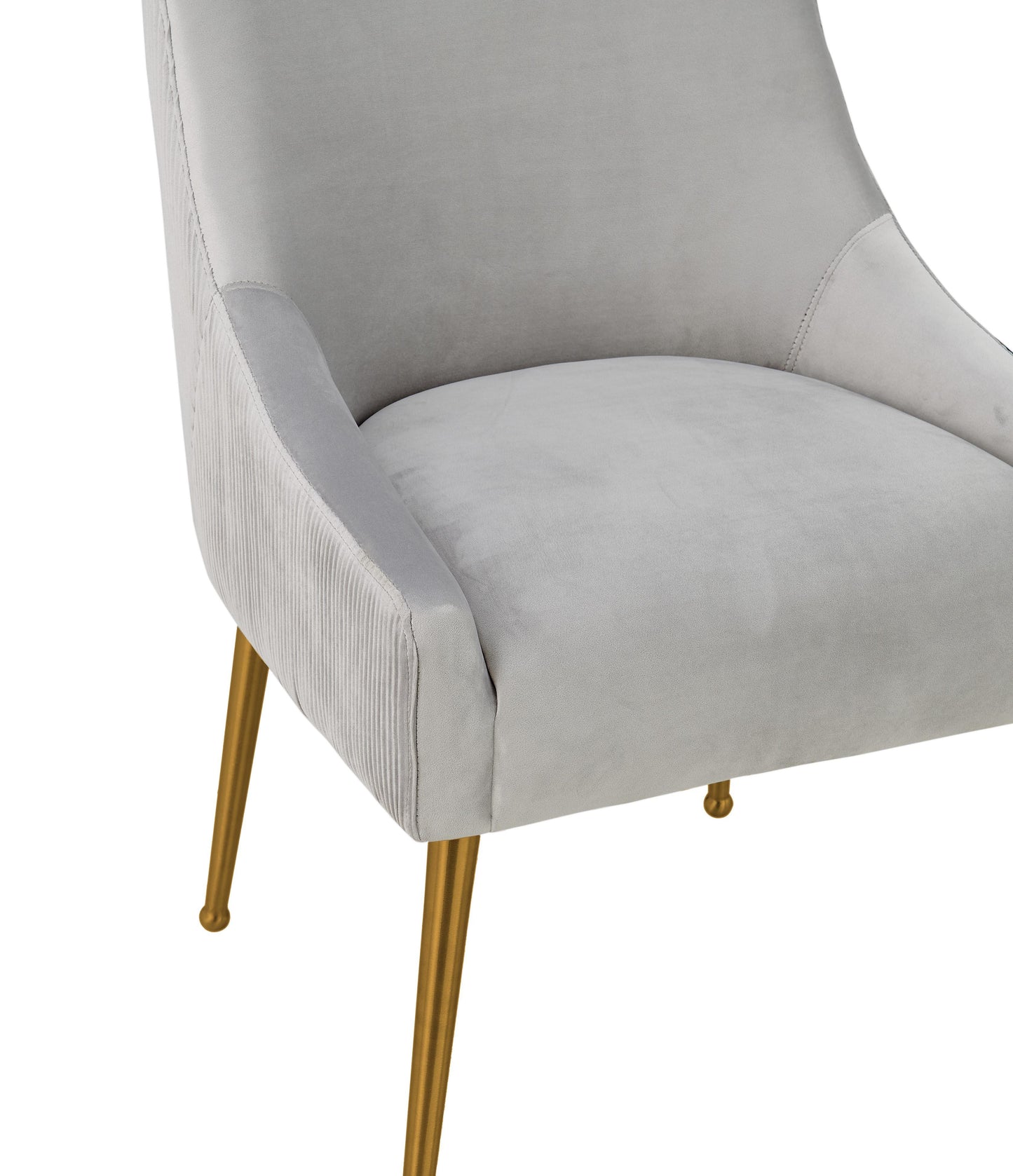 lyrical pleated light grey velvet side chair