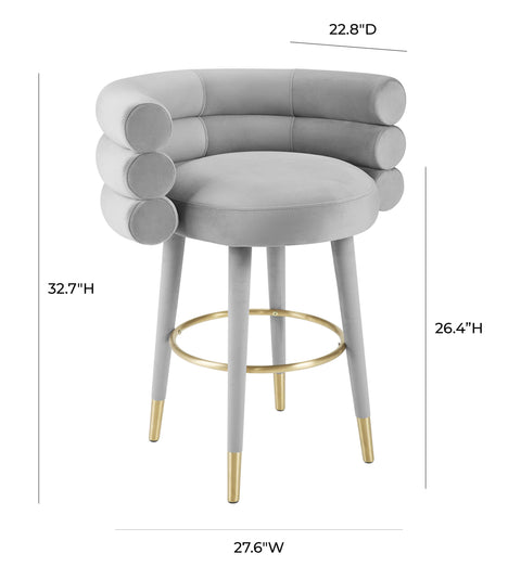 Jessica Grey Velvet Counter Stool