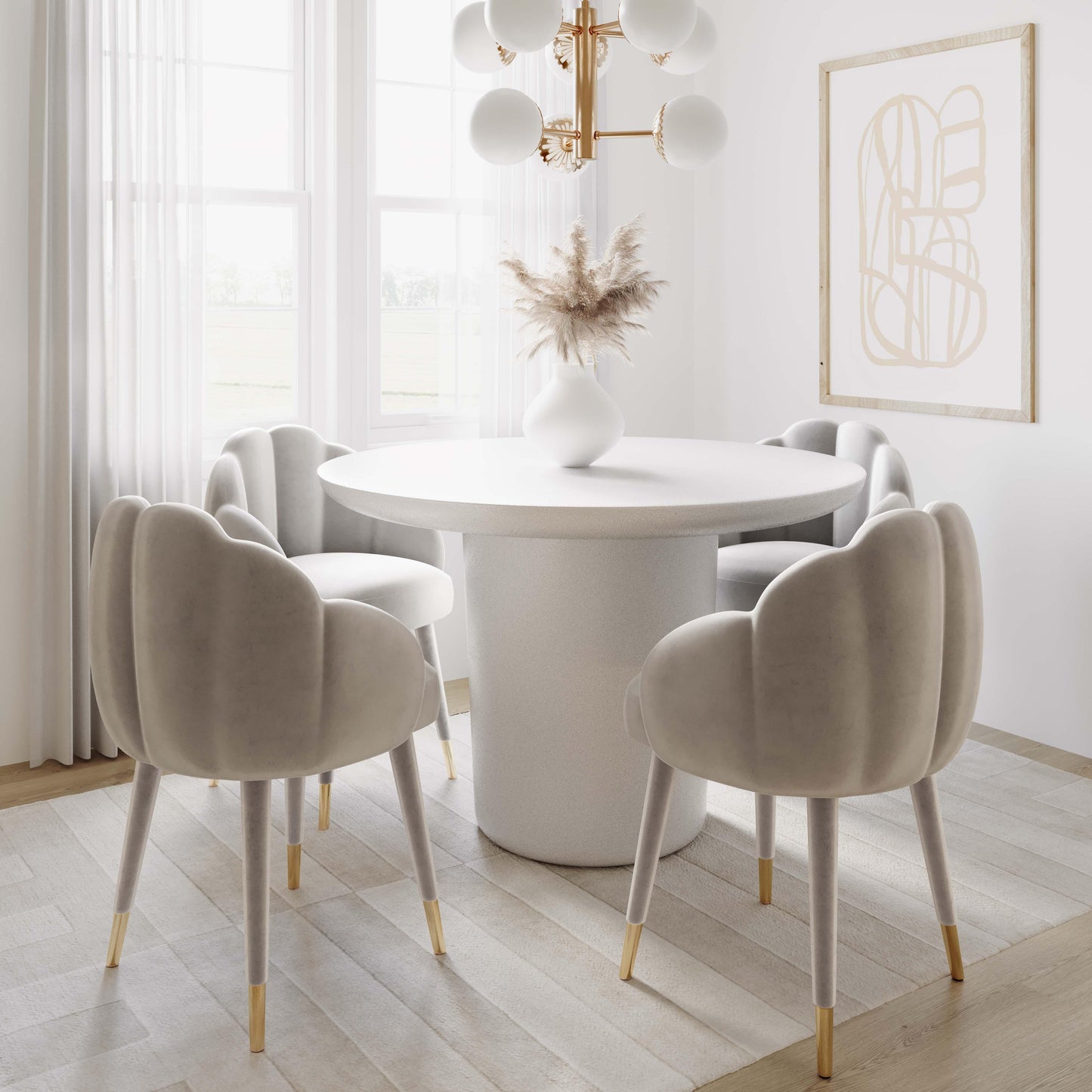 keira light grey velvet dining chair