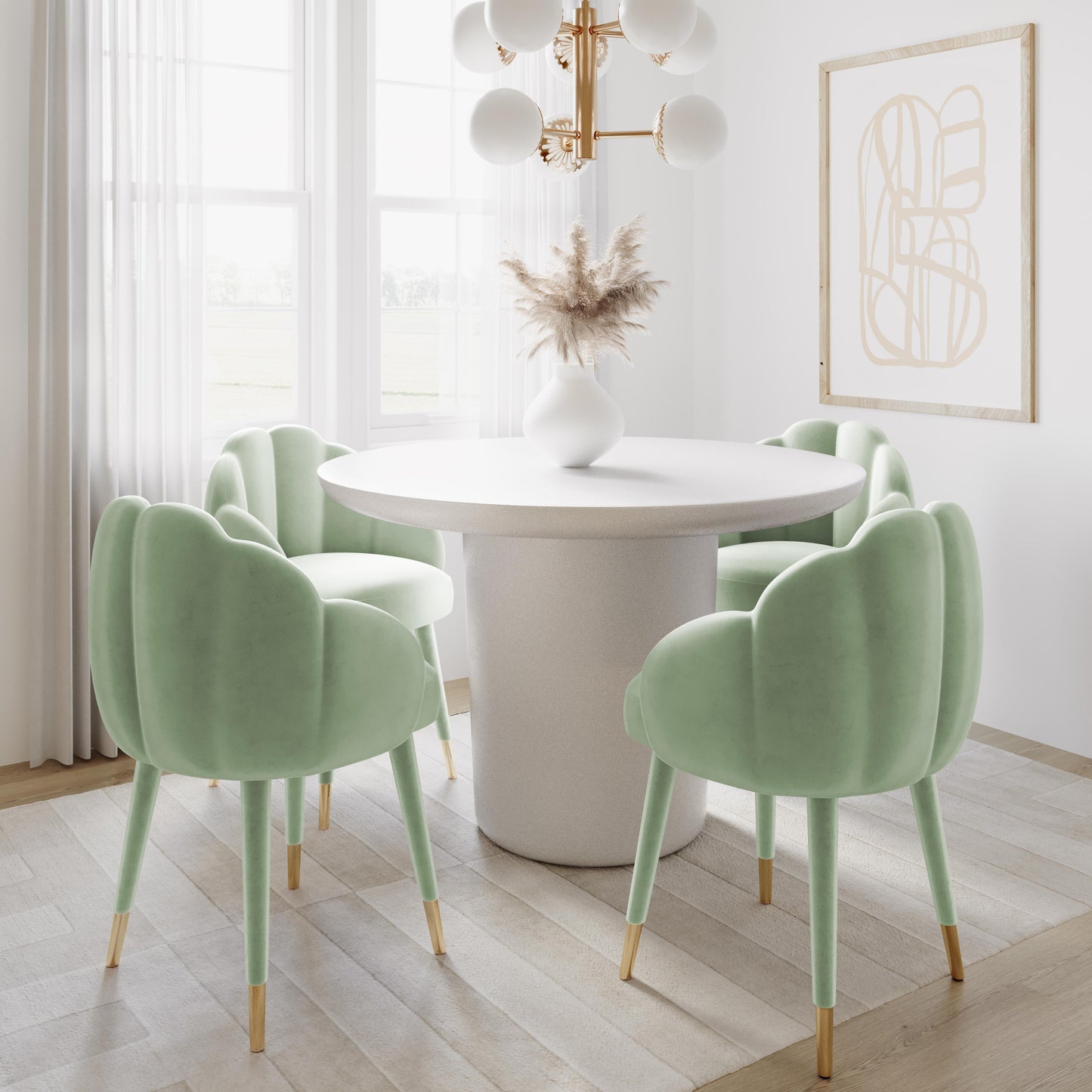 keira moss green velvet dining chair