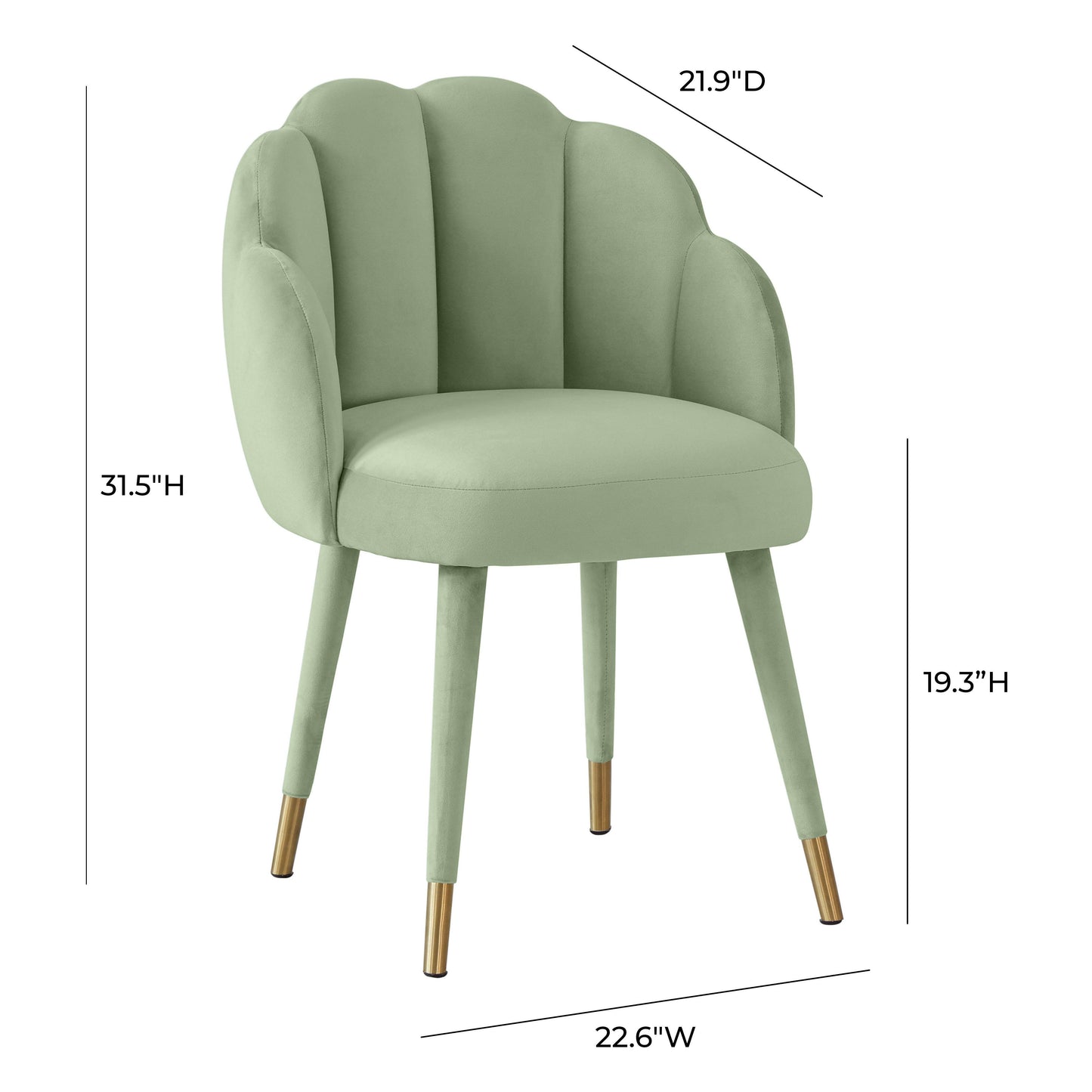 keira moss green velvet dining chair