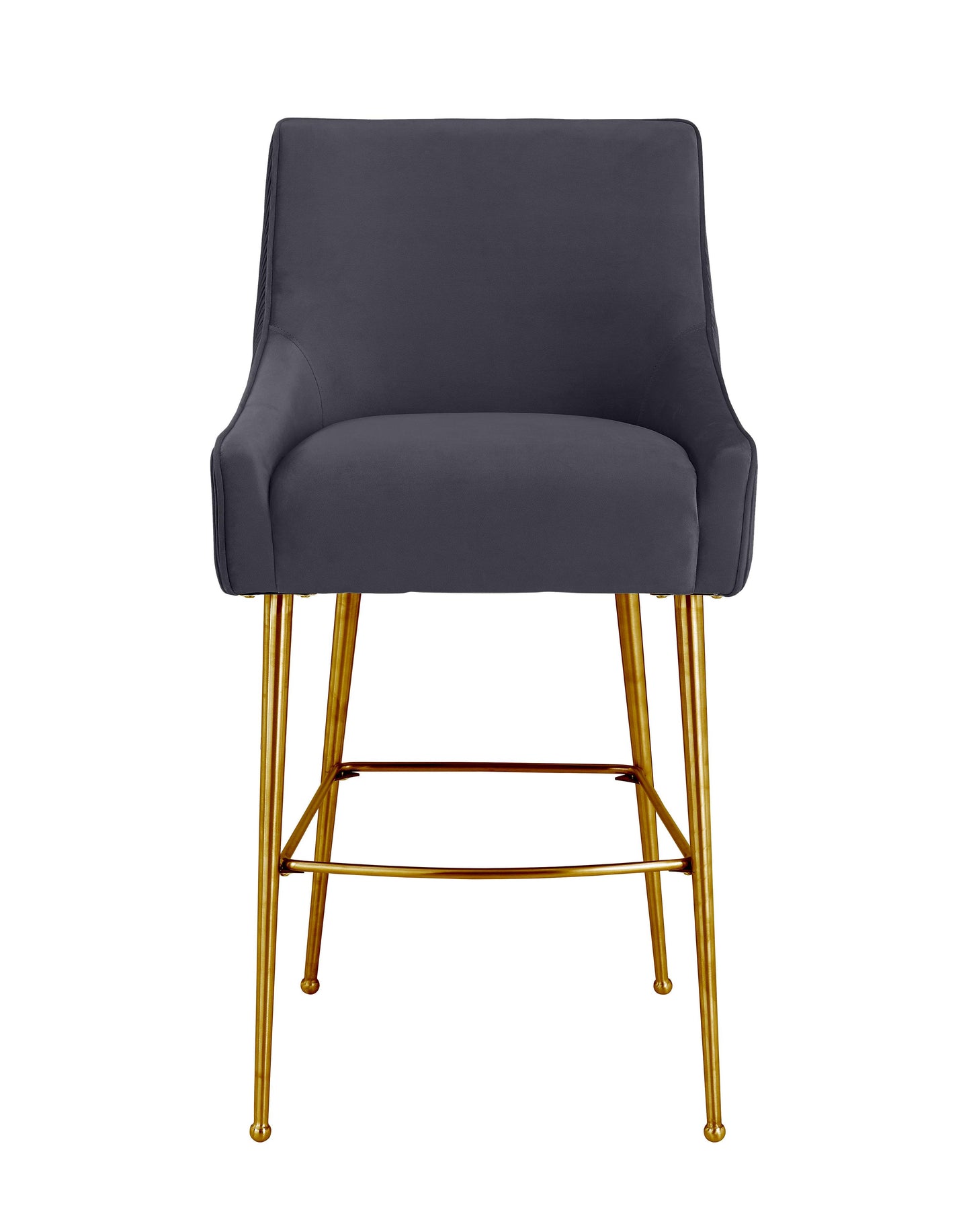 lyrical pleated dark grey velvet bar stool