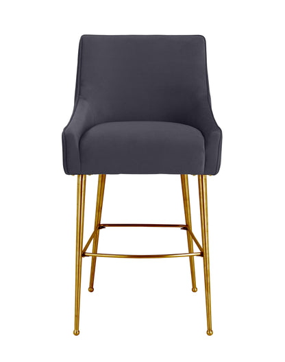 Lyrical Pleated Dark Grey Velvet Bar Stool