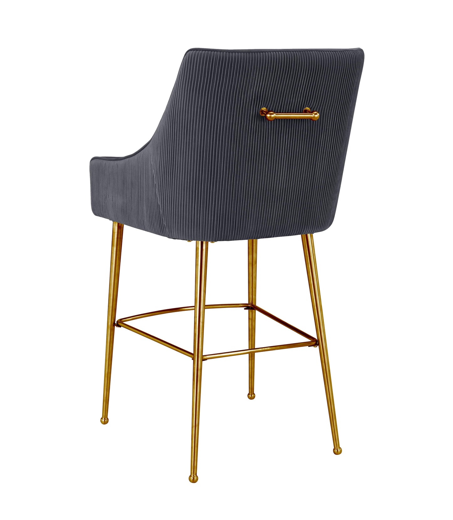 lyrical pleated dark grey velvet bar stool