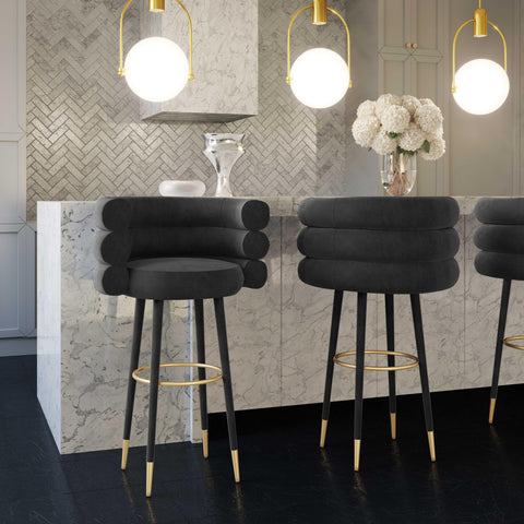 Jessica Black Velvet Counter Stool