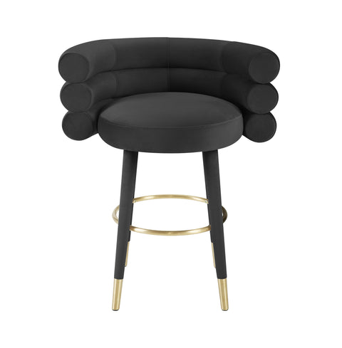 Jessica Black Velvet Counter Stool