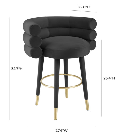 Jessica Black Velvet Counter Stool