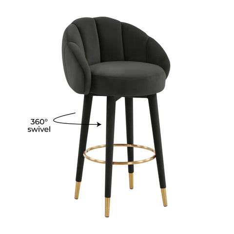Madrid Black Swivel Bar Stool