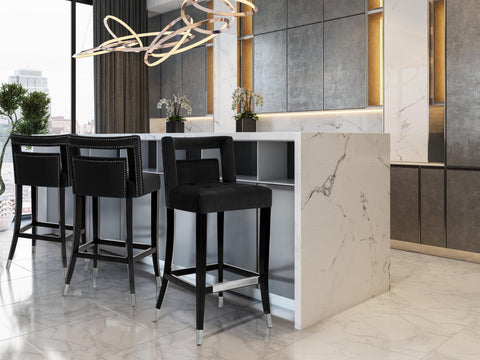 Lupita Black Velvet Bar Stool