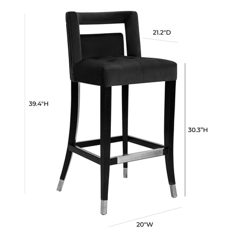 Lupita Black Velvet Bar Stool