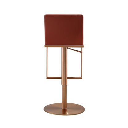 Willa Saddle Brown and Rose Gold Adjustable Stool