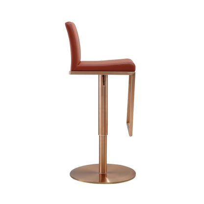 Willa Saddle Brown and Rose Gold Adjustable Stool