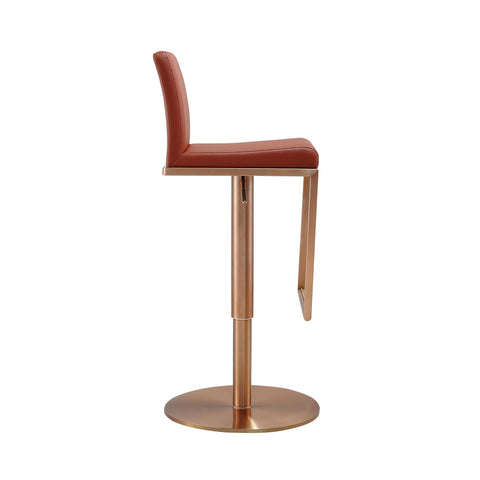 Willa Saddle Brown and Rose Gold Adjustable Stool