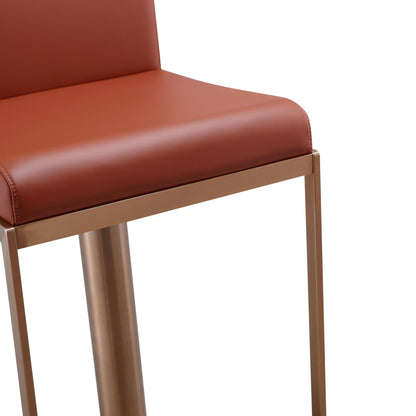 Willa Saddle Brown and Rose Gold Adjustable Stool