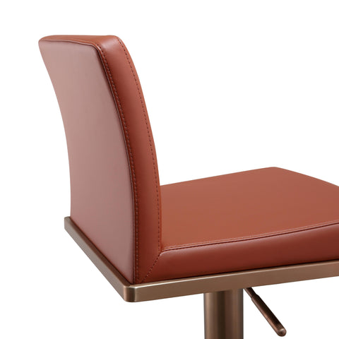 Willa Saddle Brown and Rose Gold Adjustable Stool