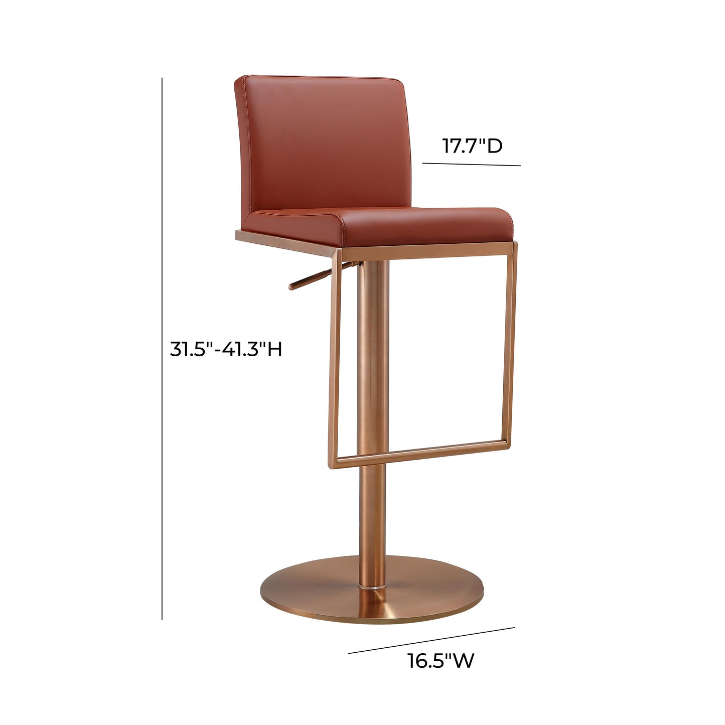 willa saddle brown and rose gold adjustable stool