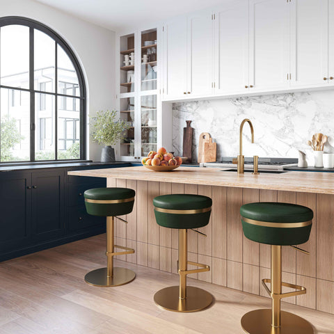 Camilla Malachite Green and Gold Adjustable Stool