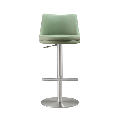 Aria Sea Foam Green and Silver Adjustable Stool