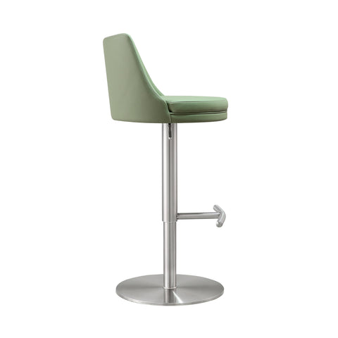 Aria Sea Foam Green and Silver Adjustable Stool