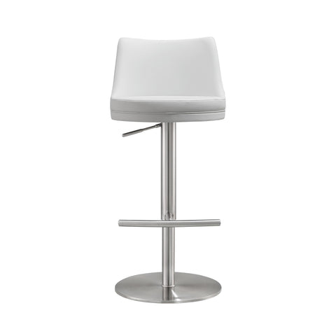 Aria White and Silver Adjustable Stool