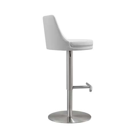 Aria White and Silver Adjustable Stool