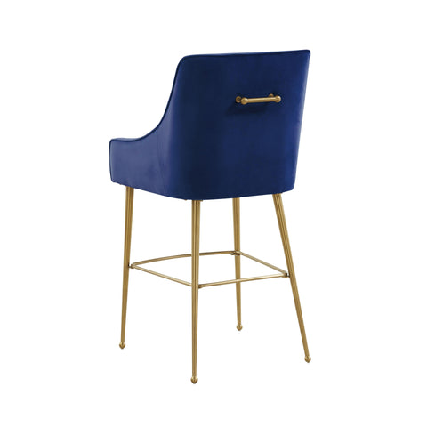 Lyrical Navy Velvet Counter Stool - Gold Legs