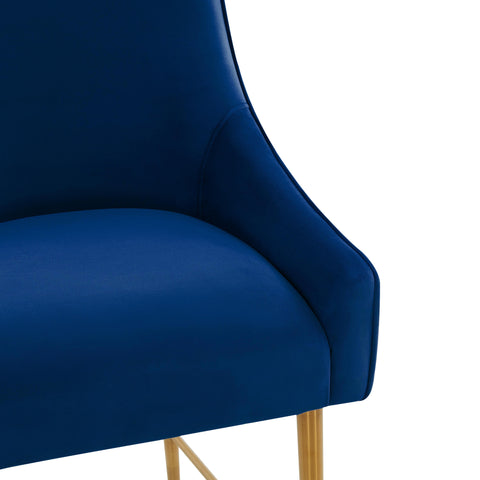 Lyrical Navy Velvet Counter Stool - Gold Legs