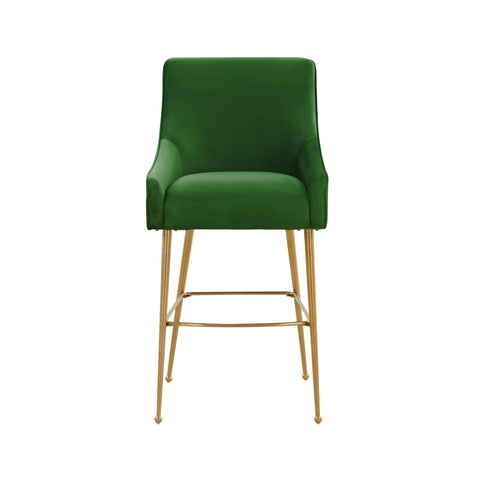 Lyrical Green Velvet Bar Stool - Gold Legs
