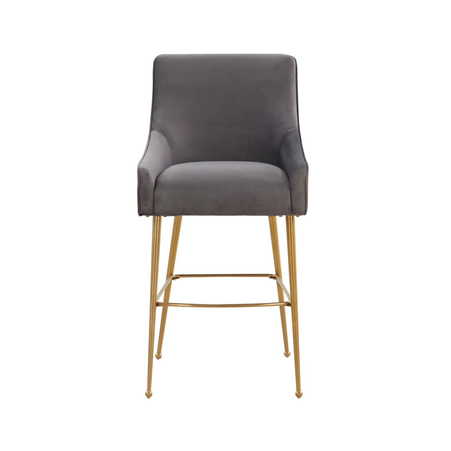 lyrical dark grey velvet counter stool - gold legs