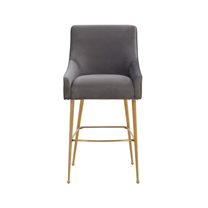 Lyrical Dark Grey Velvet Counter Stool - Gold Legs